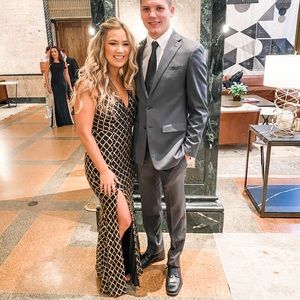 Black and gold sequin formal